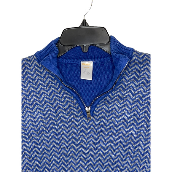 Gymboree Boys 1/4 Zip Pullover Sweater Size Medium (7-8) Blue With Gray Zig Zag - Picture 2 of 6